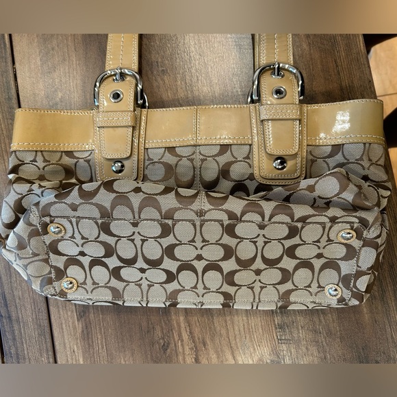 COACH F13743 Soho Pleated Tote Signature C Brown Jacquard Leather Shoulder Bag - Picture 5 of 5